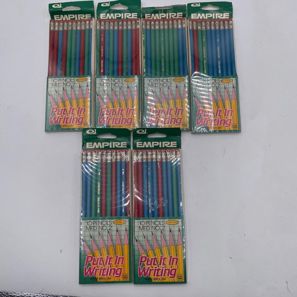 Empire Berol Integrity No 2 Pencils Lot 60‎ Vintage USA Red Blue Green Med Lead